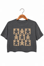 Gingerbread man checkerboard crop top