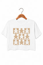 Gingerbread man checkerboard crop top
