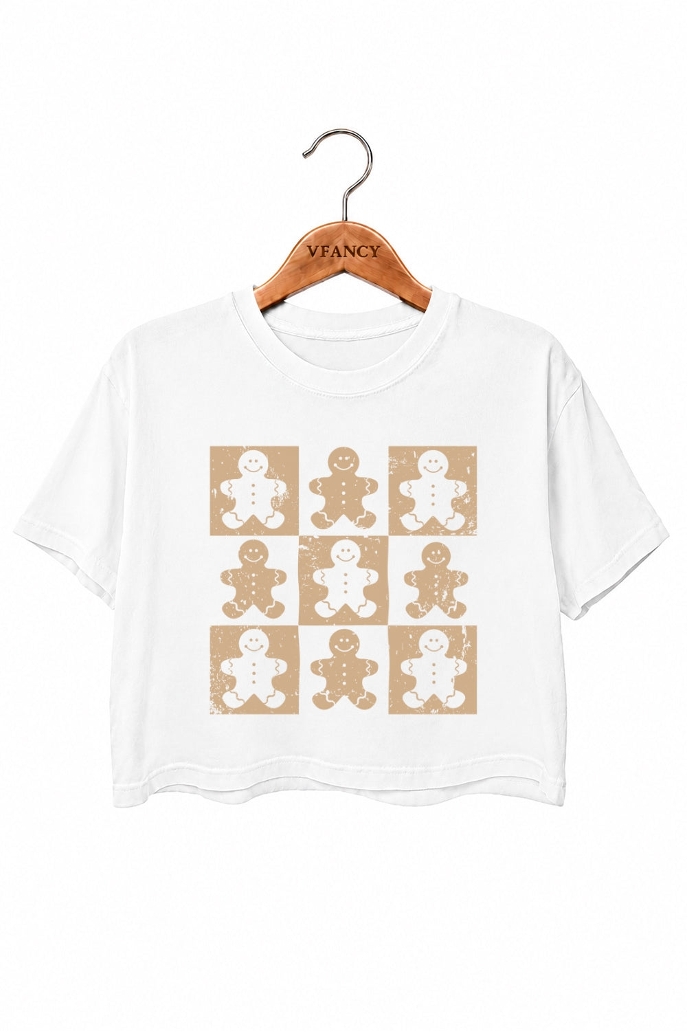 Gingerbread man checkerboard crop top
