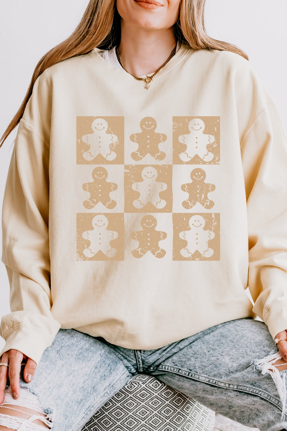 Gingerbread man checkerboard sweatshirt