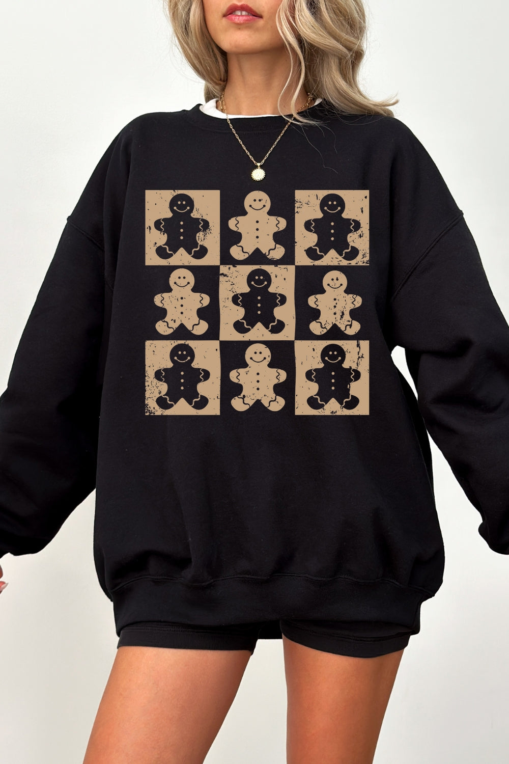 Gingerbread man checkerboard sweatshirt