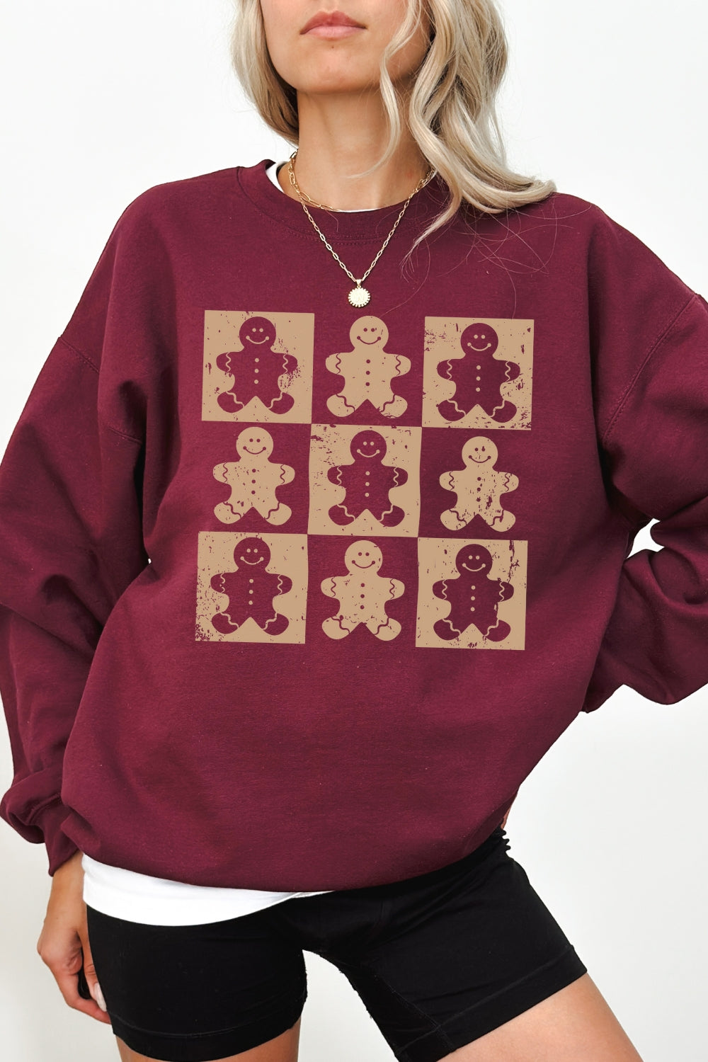 Gingerbread man checkerboard sweatshirt