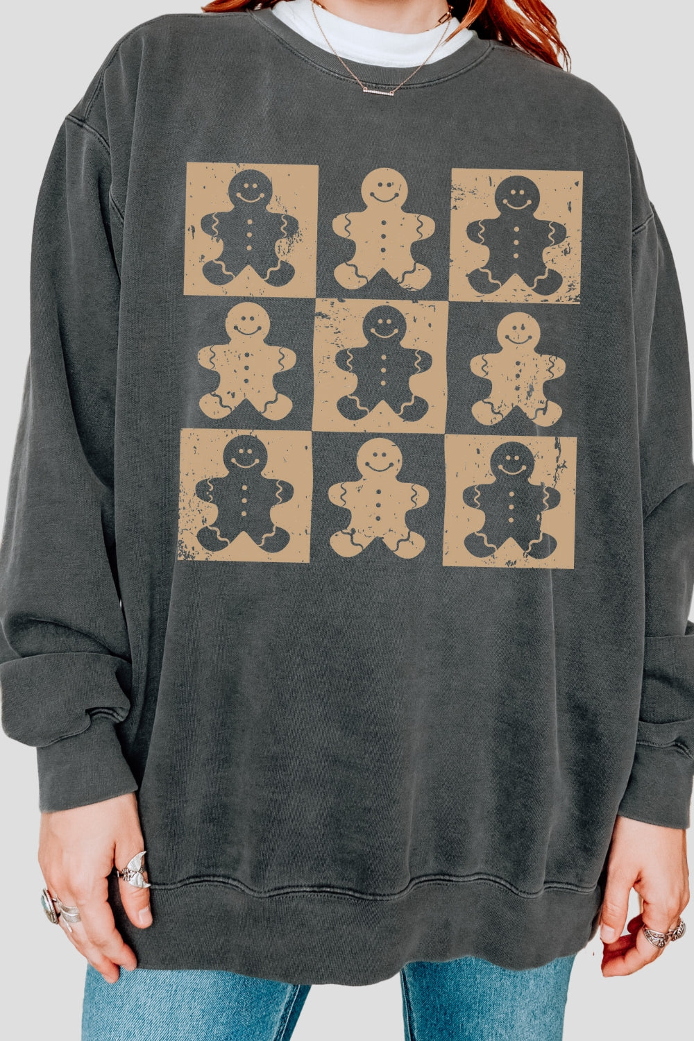 Gingerbread man checkerboard sweatshirt