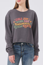 Girl just wanna have fundamental human rights crop sweatshirt