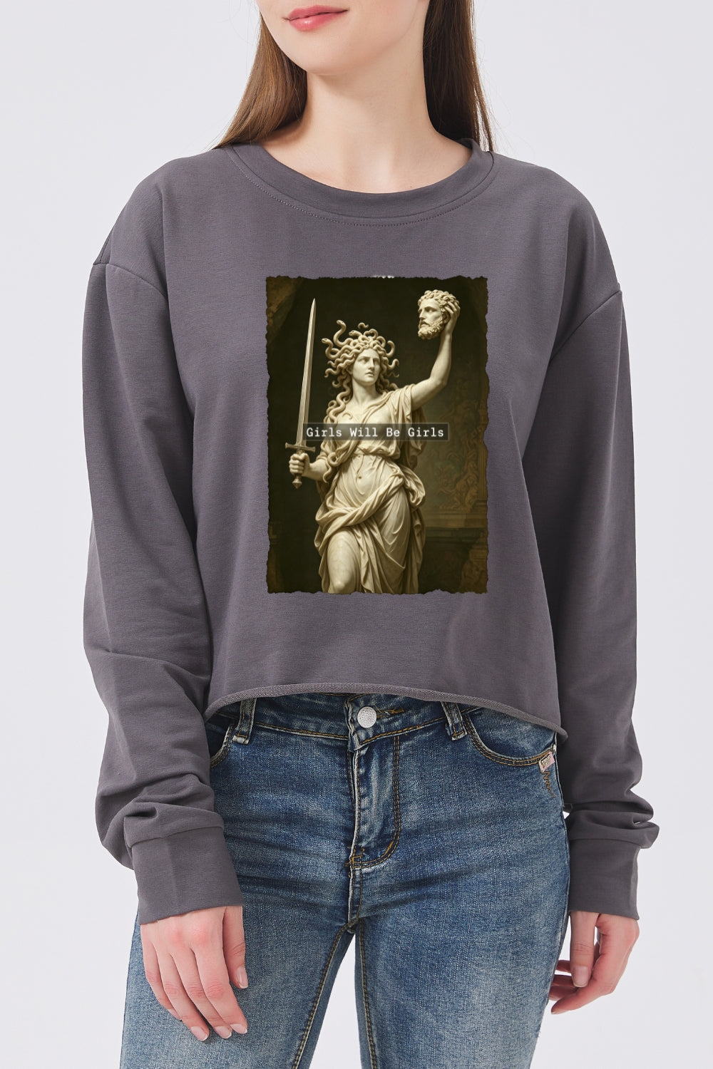 Girls will be girls medusa crop sweatshirt