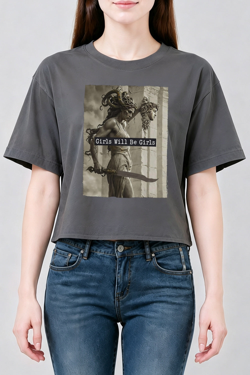 Girls will be girls medusa fighting crop top
