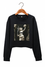 Girls will be girls medusa with sword crop sweatshirt