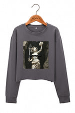 Girls will be girls medusa with sword crop sweatshirt