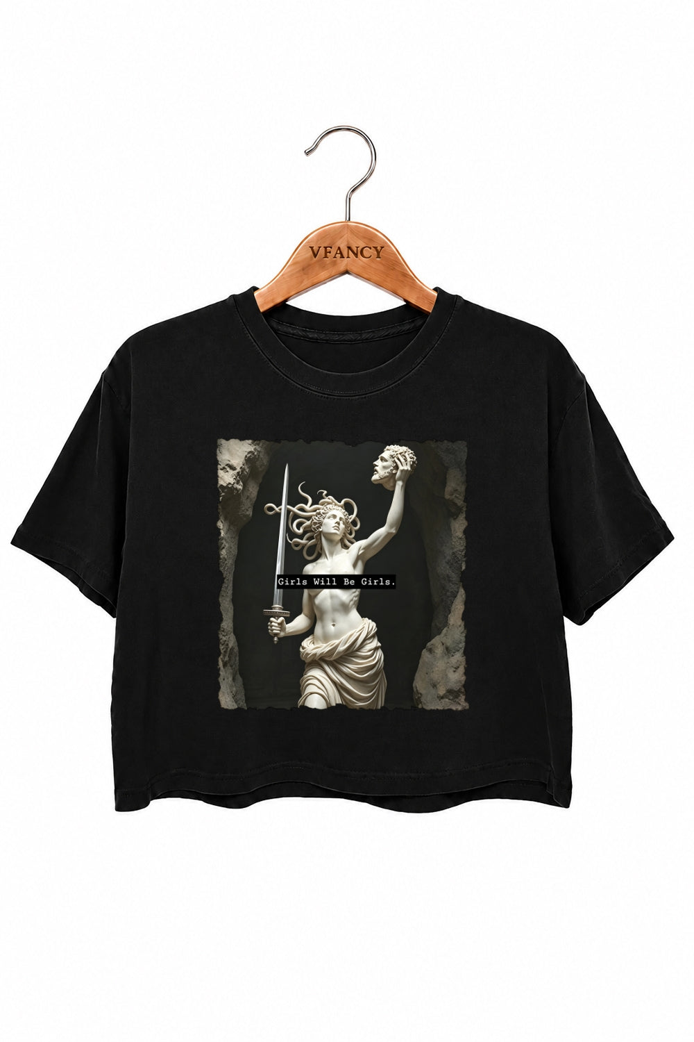 Girls will be girls medusa with sword crop top