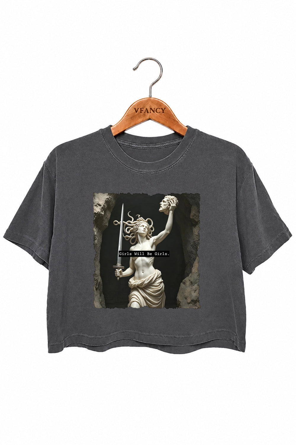 Girls will be girls medusa with sword crop top