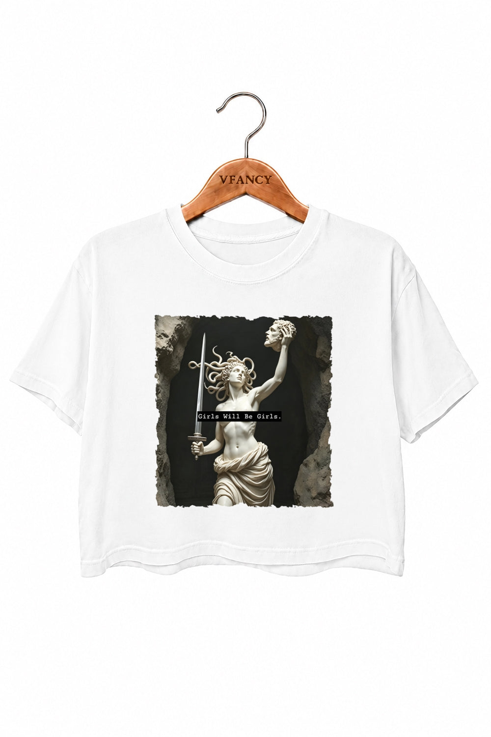Girls will be girls medusa with sword crop top