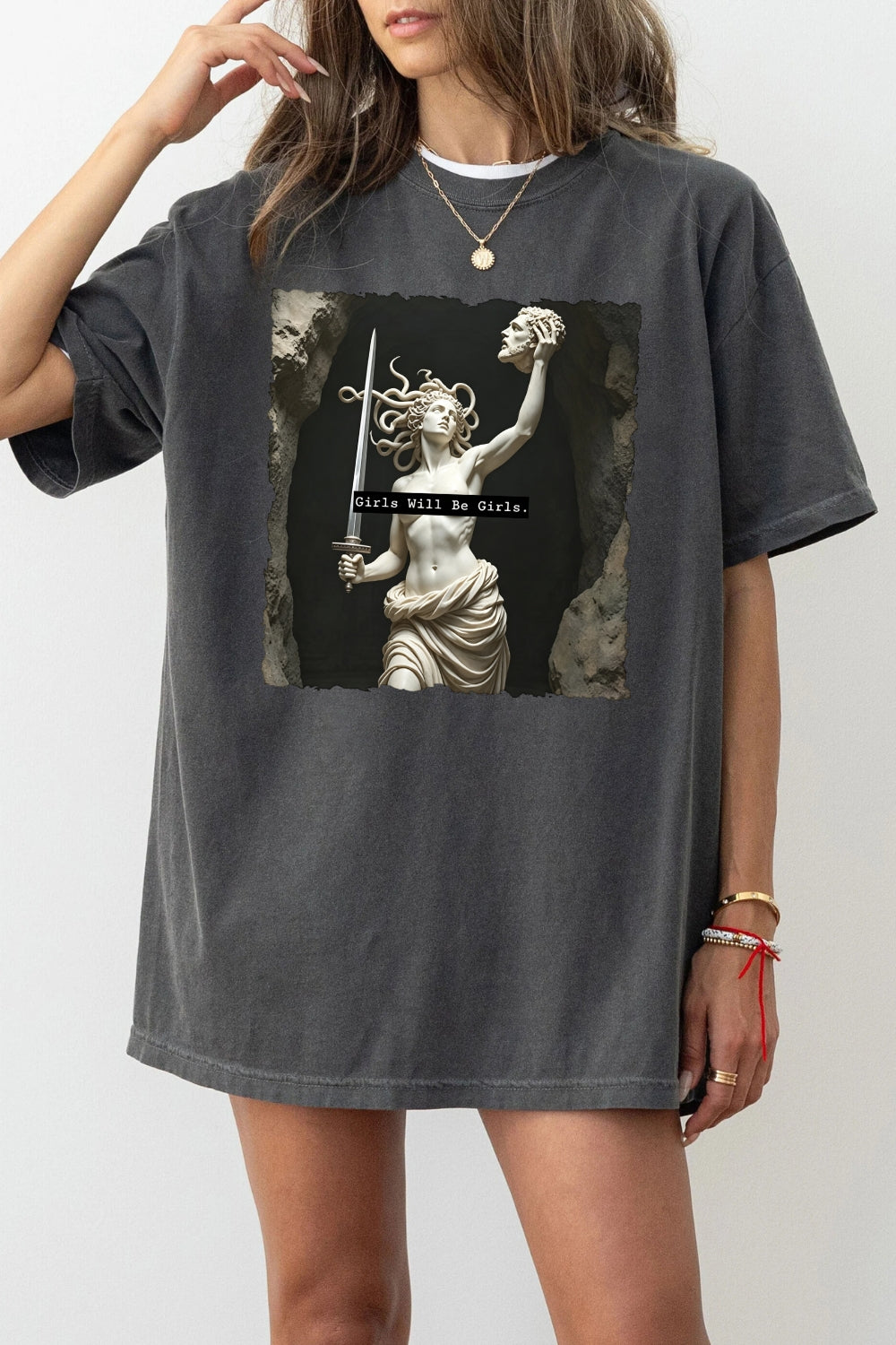 Girls will be girls medusa with sword tee