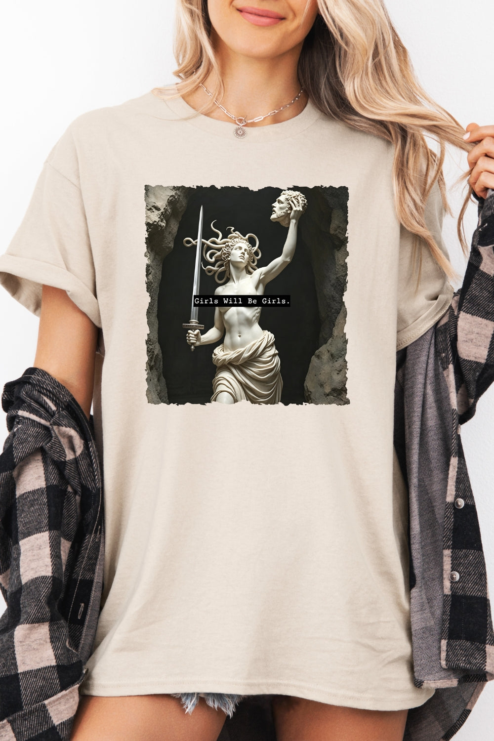 Girls will be girls medusa with sword tee