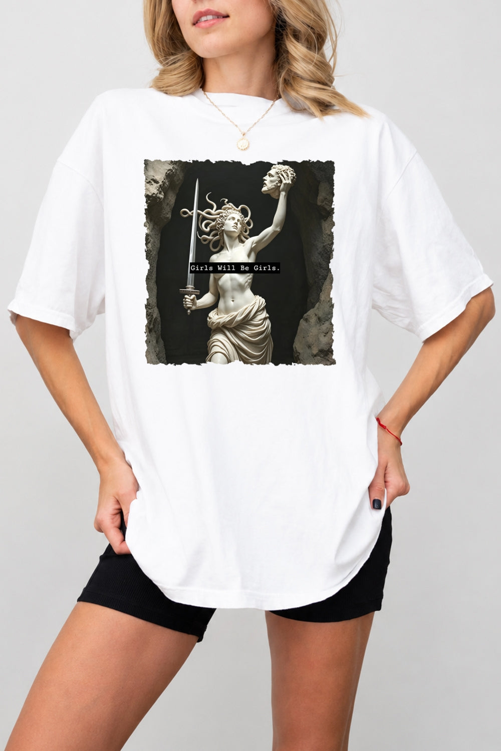 Girls will be girls medusa with sword tee