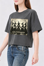 Girls will be girls witches halloween crop top
