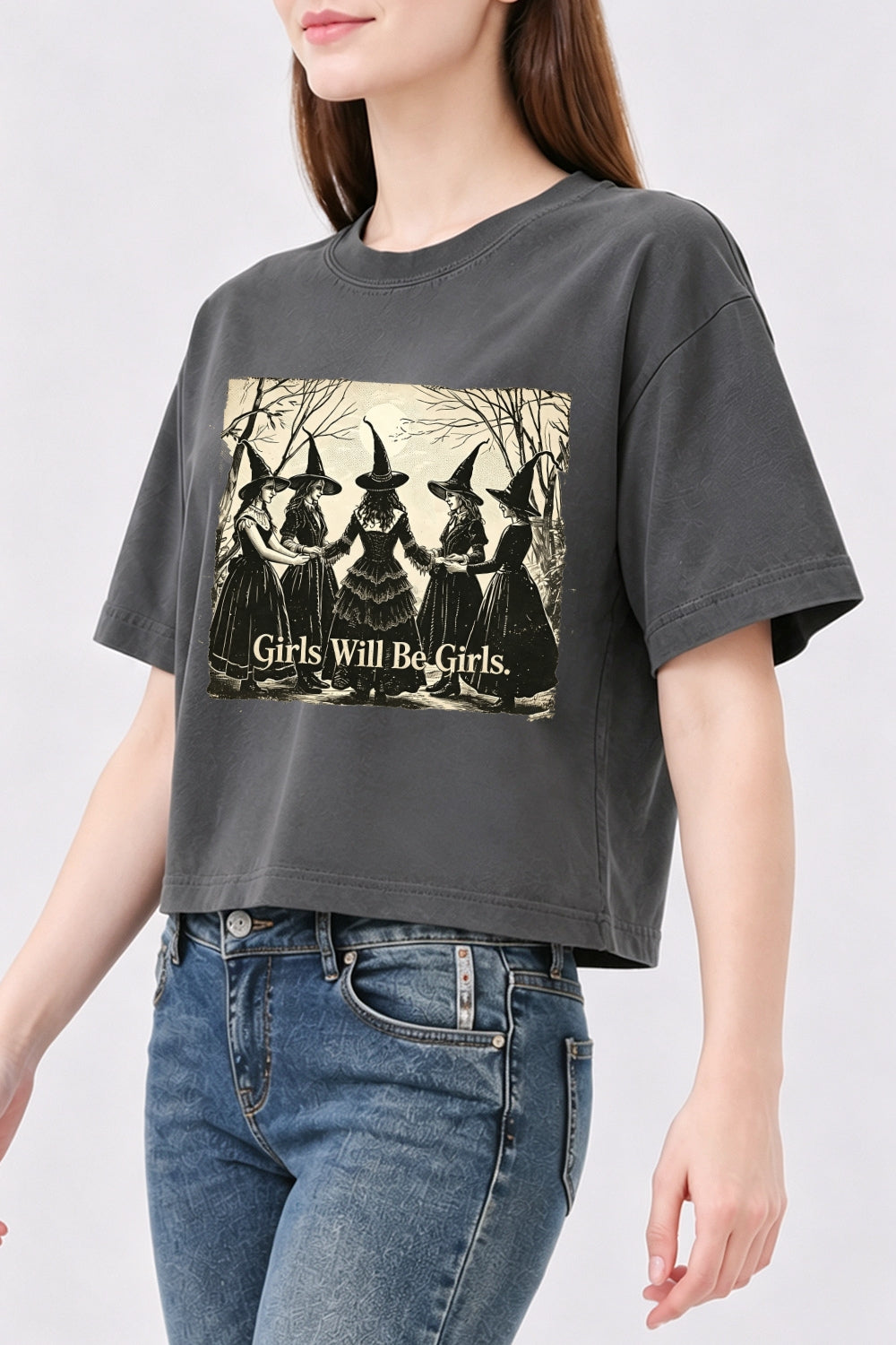 Girls will be girls witches halloween crop top