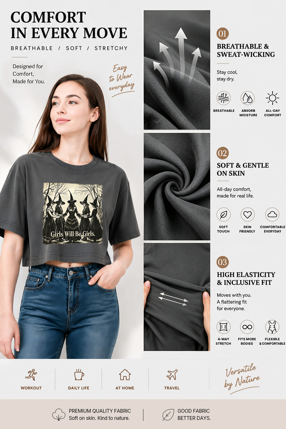 Girls will be girls witches halloween crop top