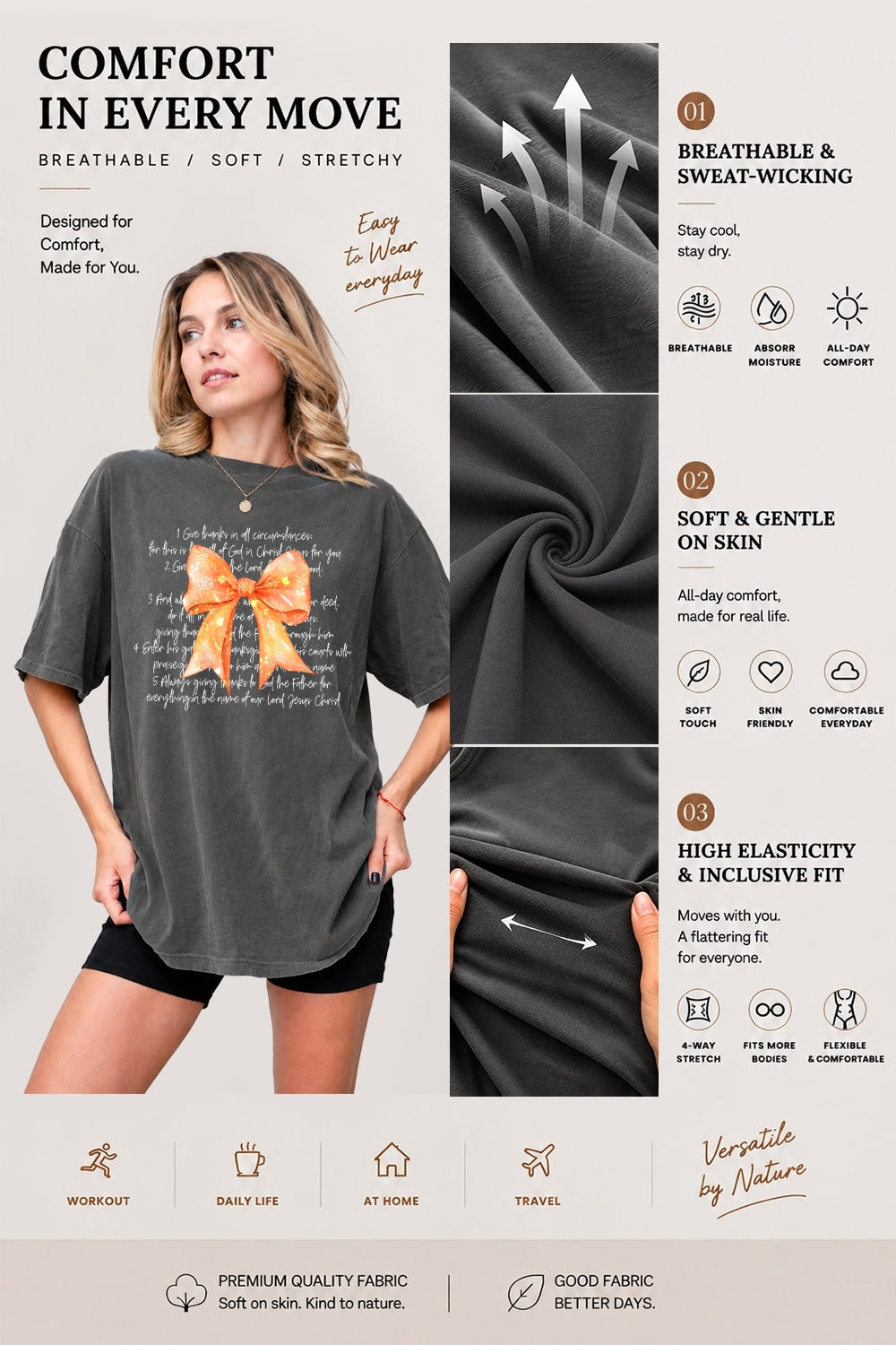 Give thanks cute bow tee