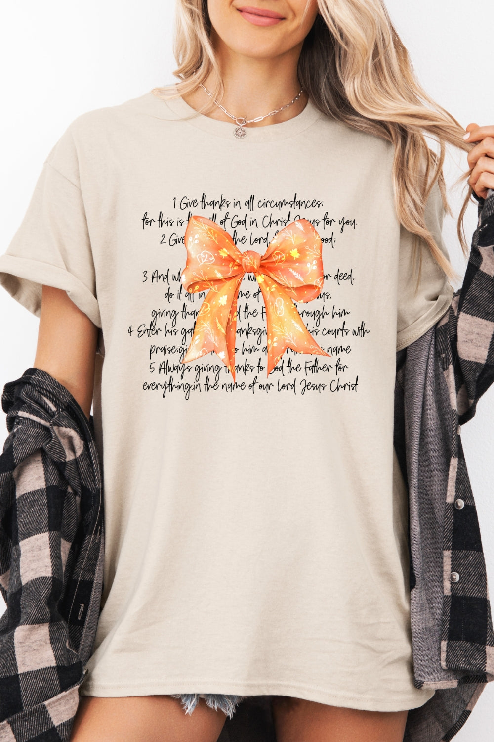 Give thanks cute bow tee
