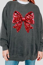 Glitter bow print christmas sweatshirt