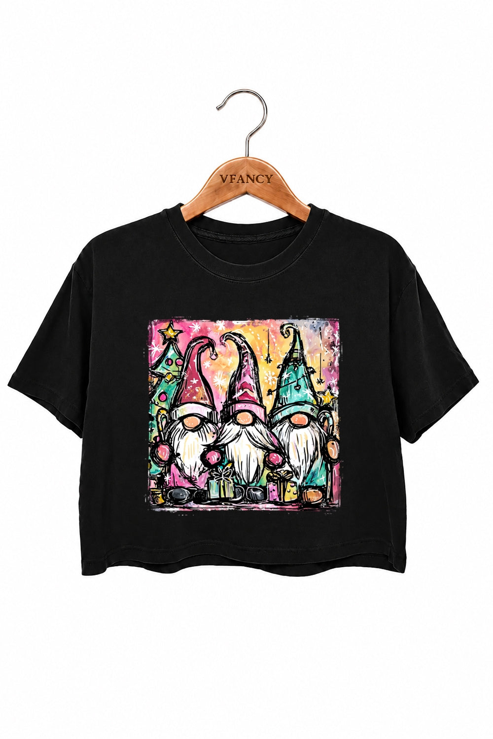 Gnome christmas painting crop top