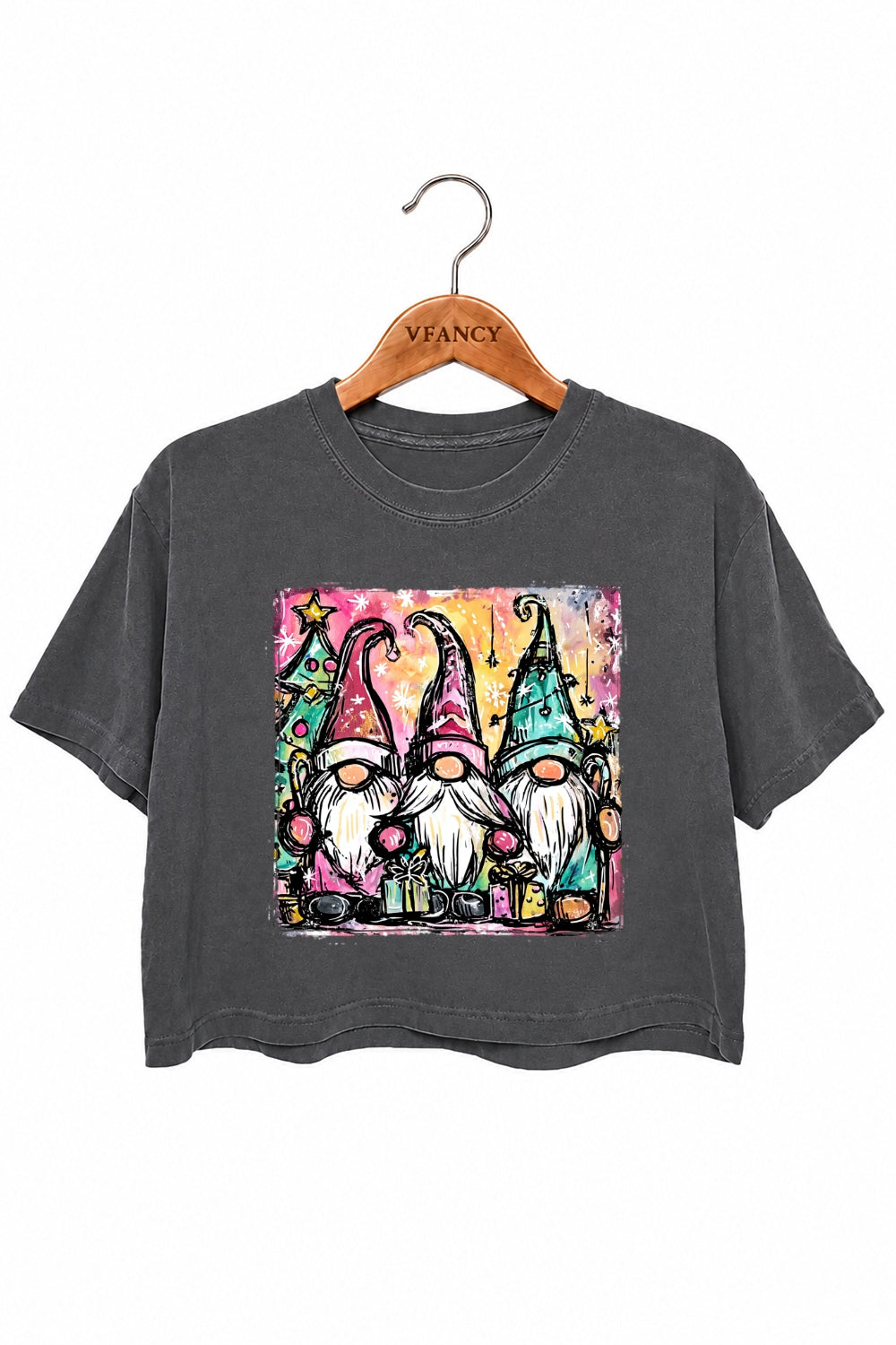 Gnome christmas painting crop top