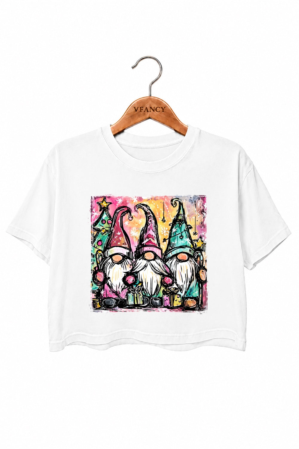 Gnome christmas painting crop top