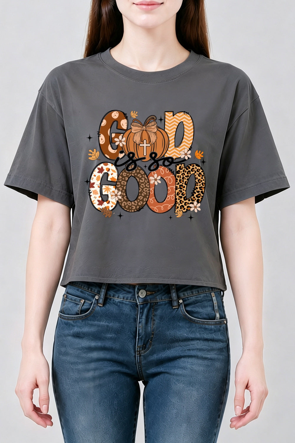 God is good cute thanksgiving crop top