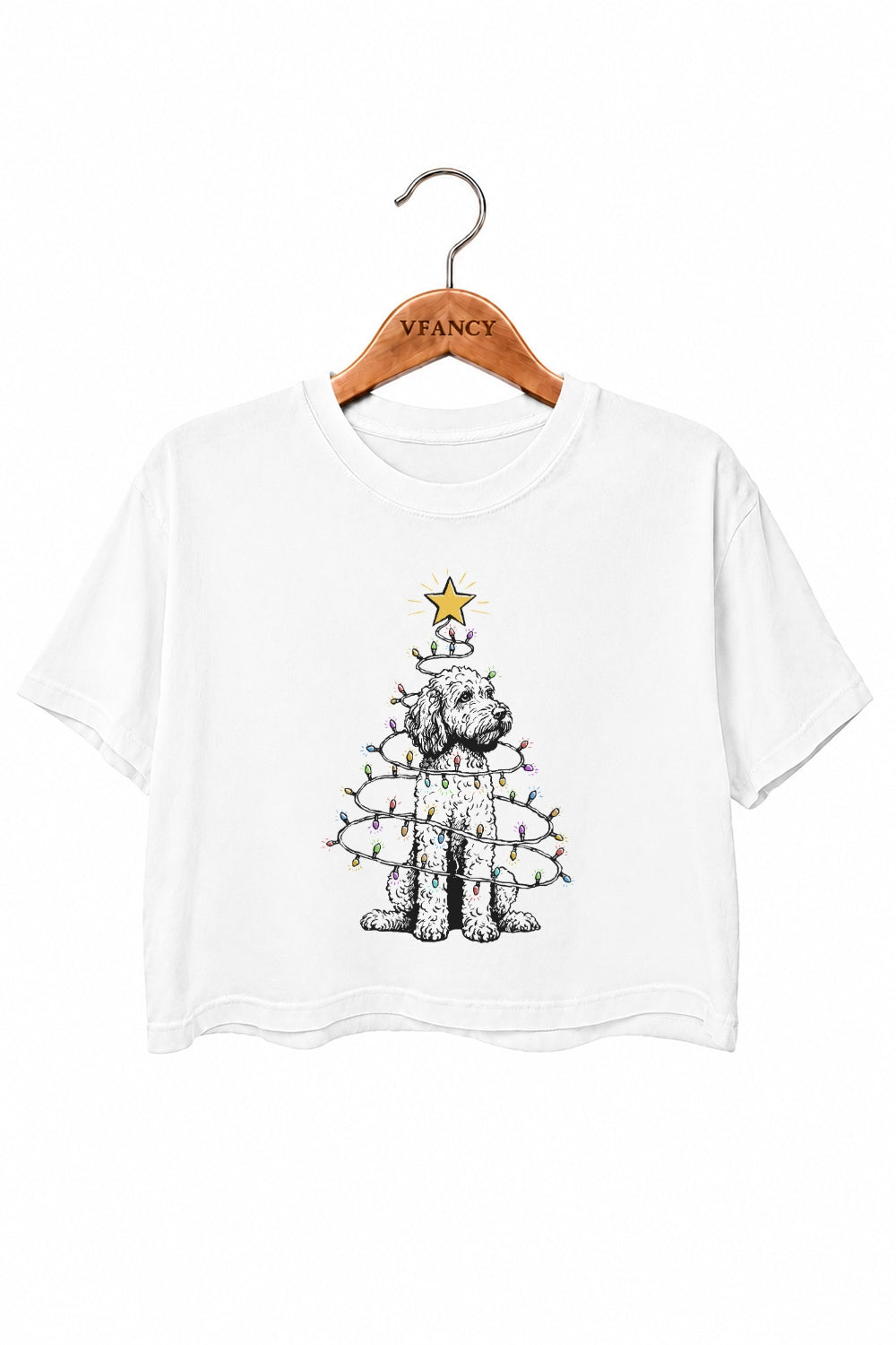 Goldendoodle christmas lights crop top