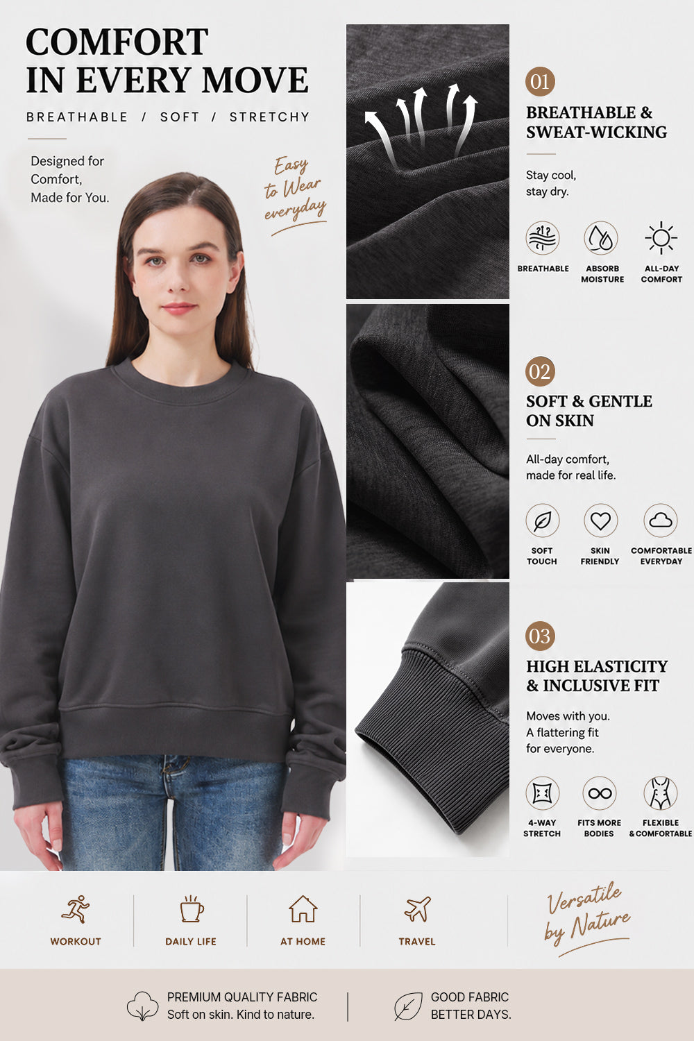 Gray sweatshirt detail