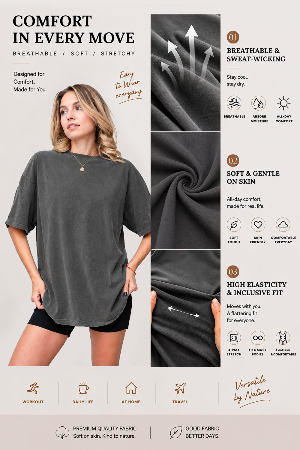 Gray tee detail