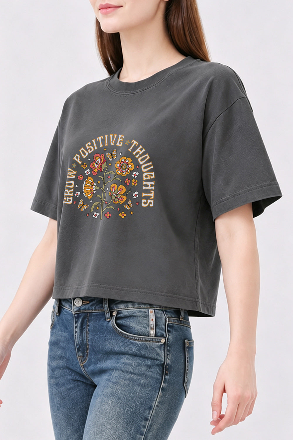 Grow positive thoughts crop top