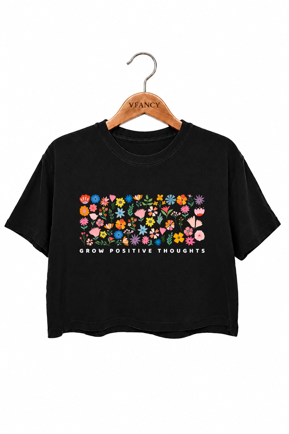 Grow positive thoughts floral crop top