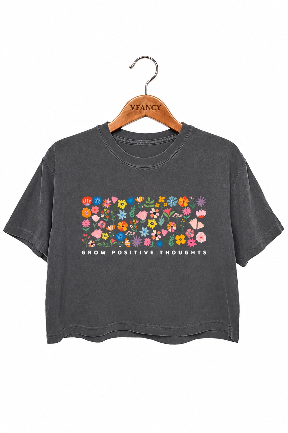 Grow positive thoughts floral crop top