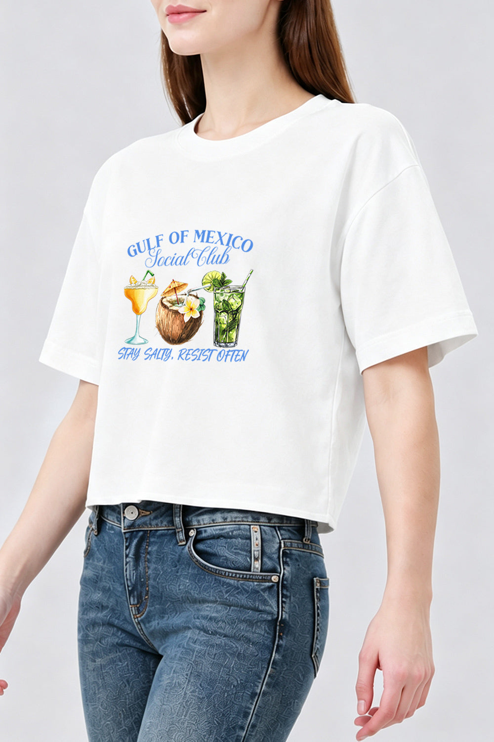 Gulf of mexico stay salty crop top