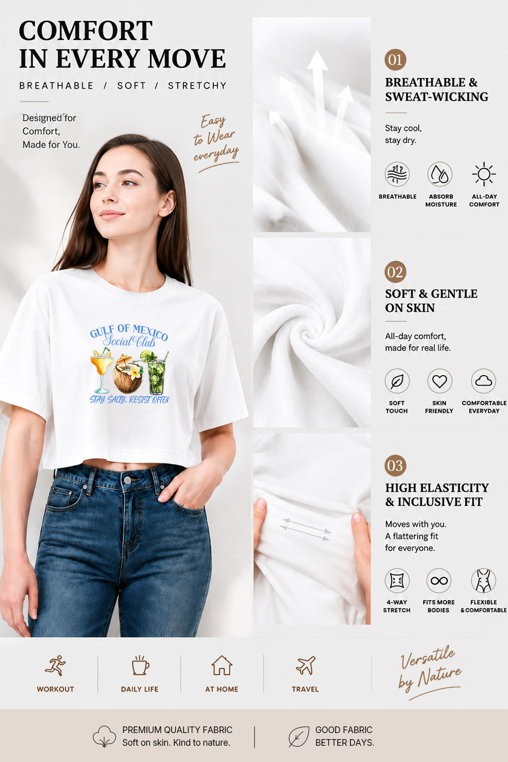 Gulf of mexico stay salty crop top
