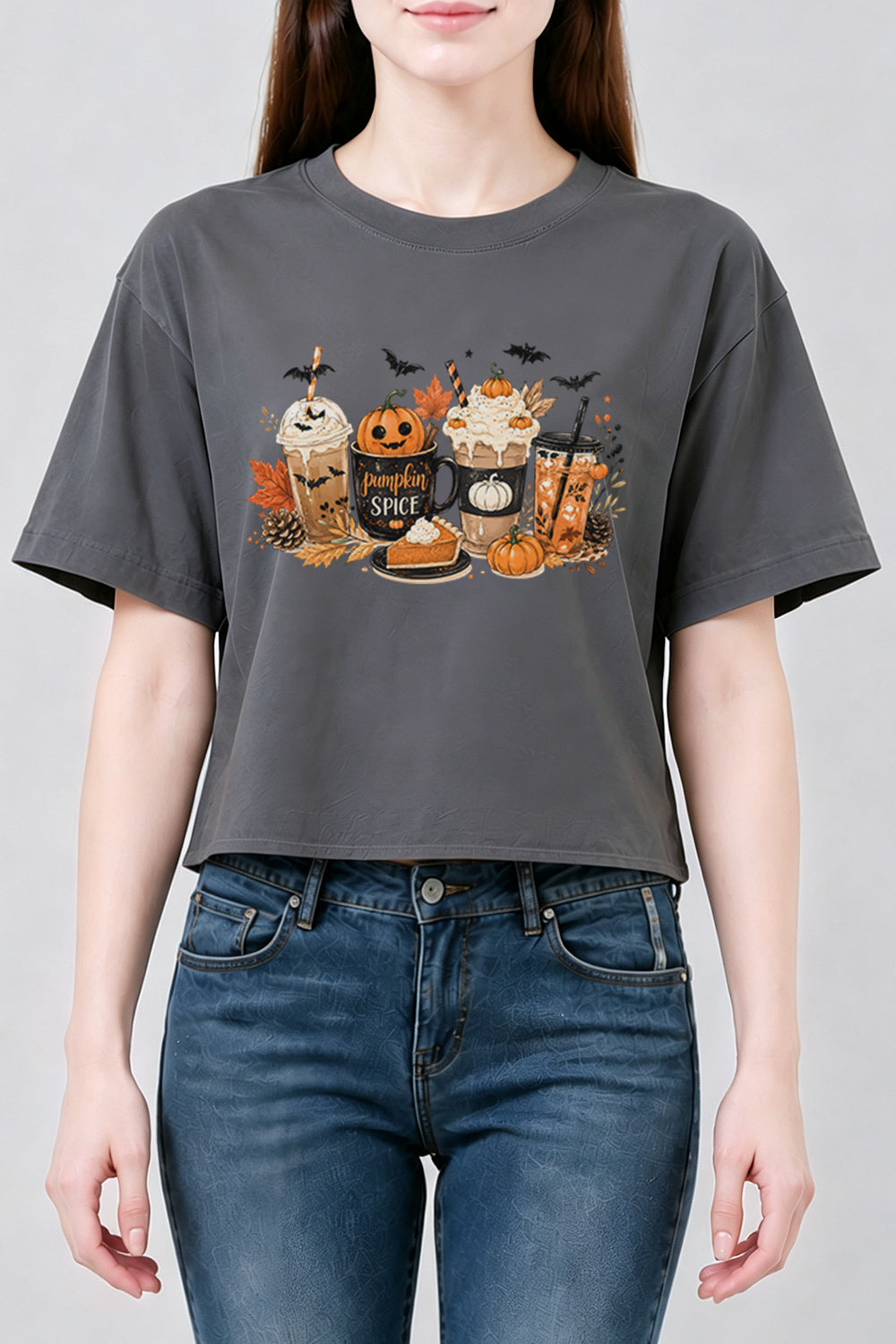 Halloween coffee crop top