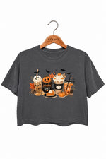 Halloween coffee crop top