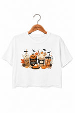 Halloween coffee crop top