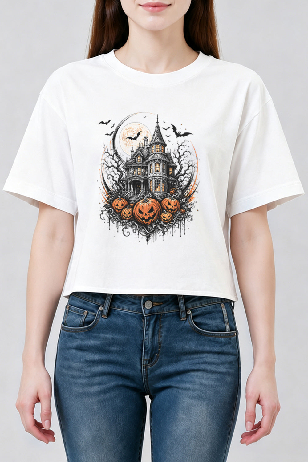Halloween dark castle crop top