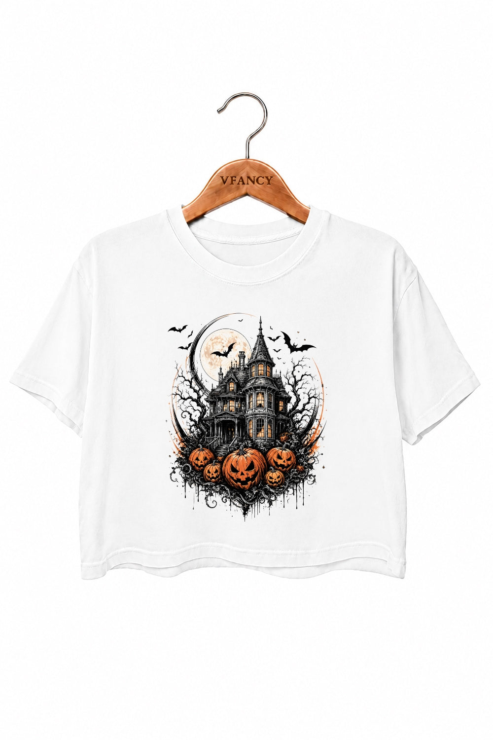 Halloween dark castle crop top
