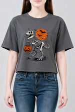 Halloween dragon skull crop top