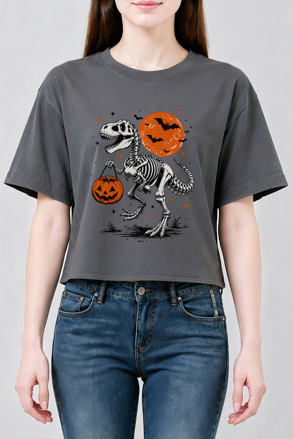 Halloween dragon skull crop top
