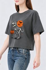 Halloween dragon skull crop top