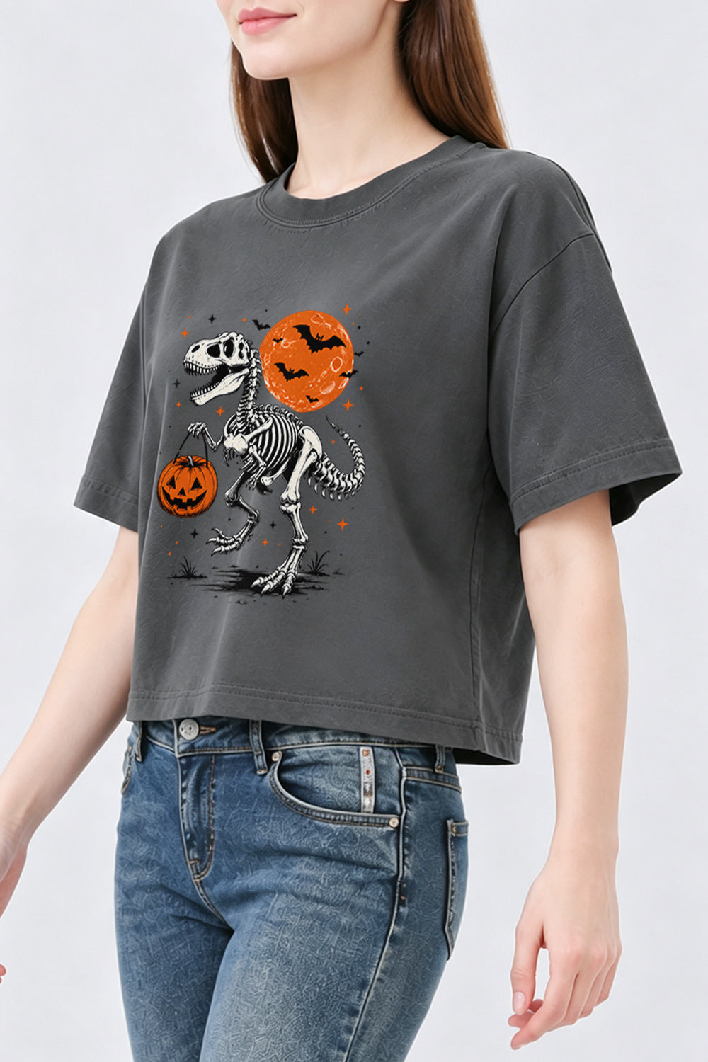 Halloween dragon skull crop top