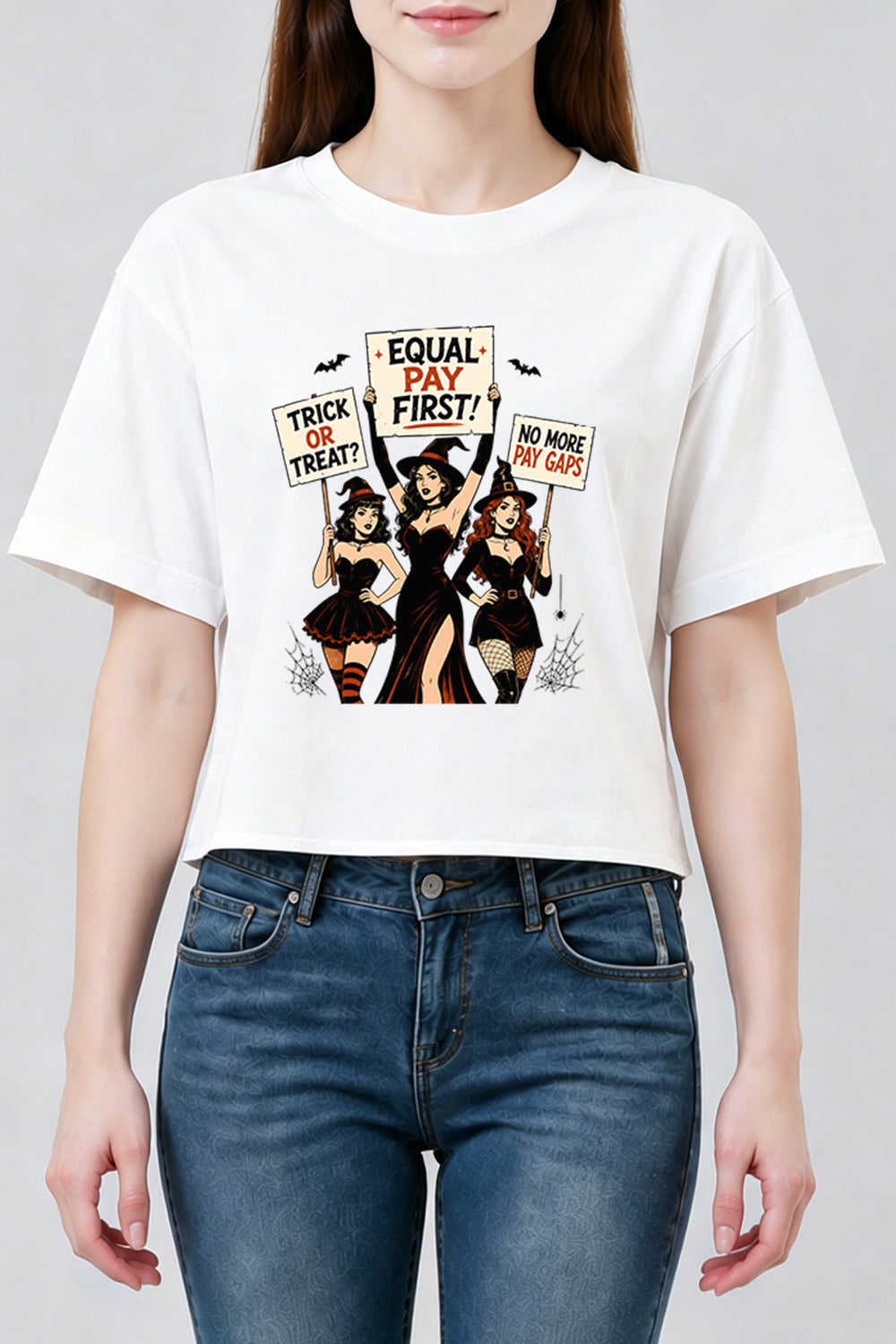 Halloween feminist witch crop top
