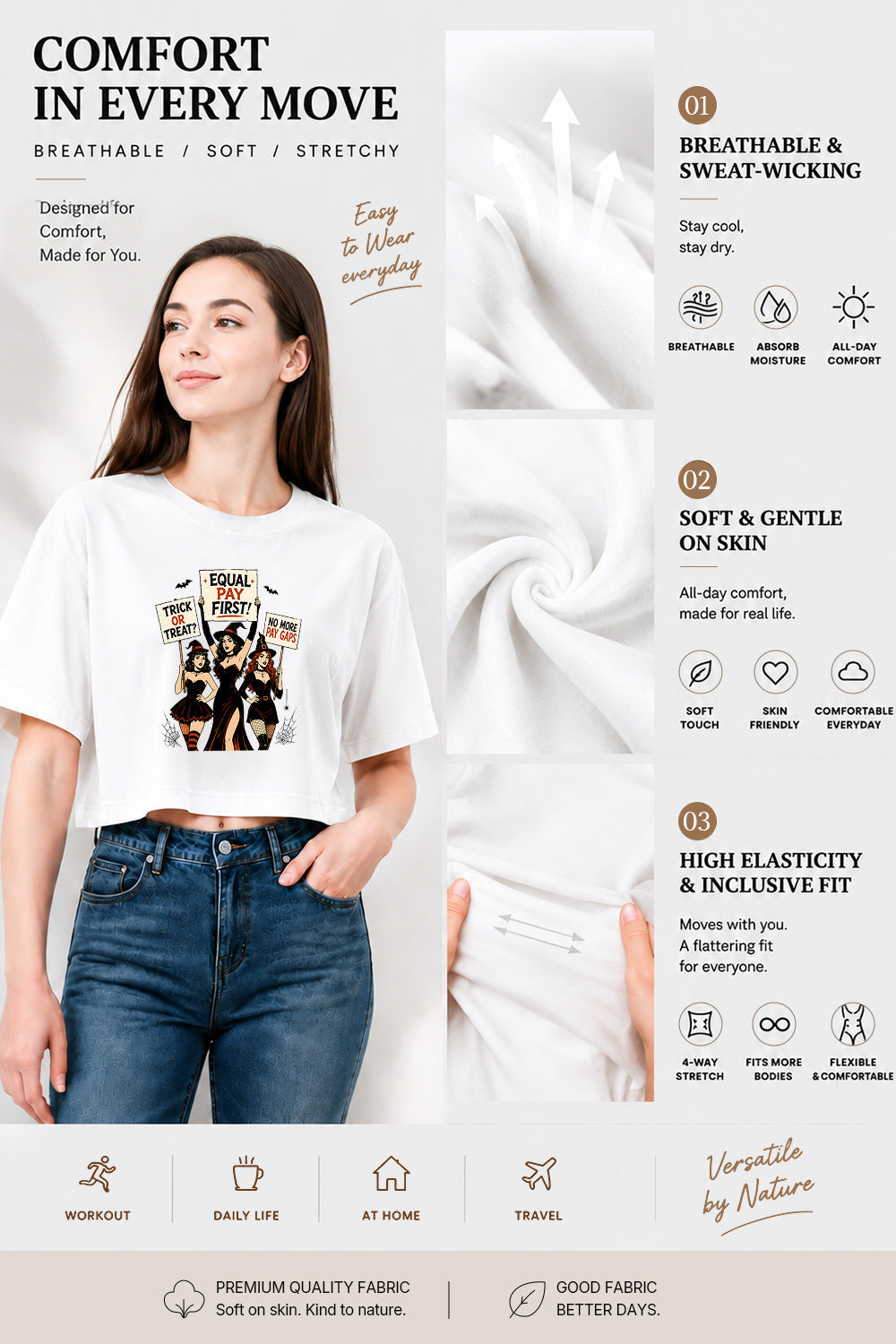 Halloween feminist witch crop top