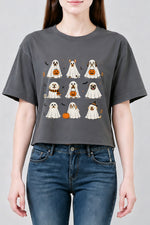 Halloween ghost dogs crop top