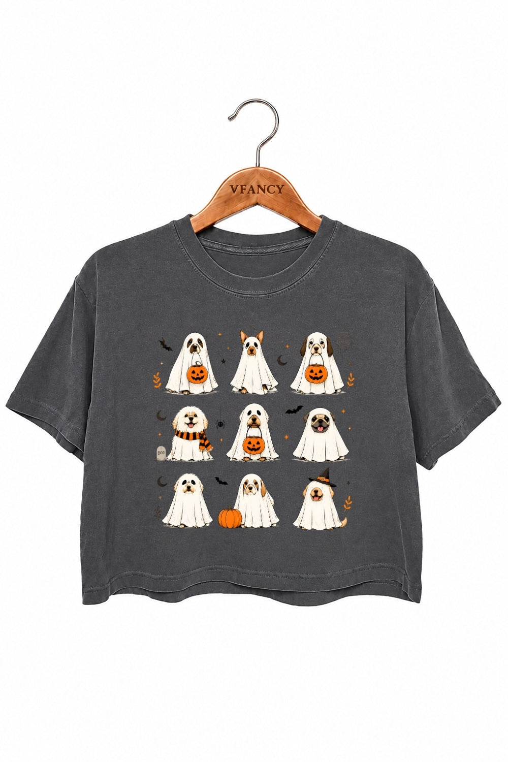 Halloween ghost dogs crop top