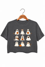Halloween ghost dogs crop top
